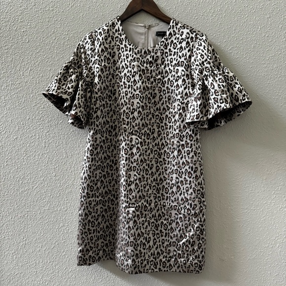 Banana Republic leopard print dress with puff sleeve  size 6 - Picture 3 of 10